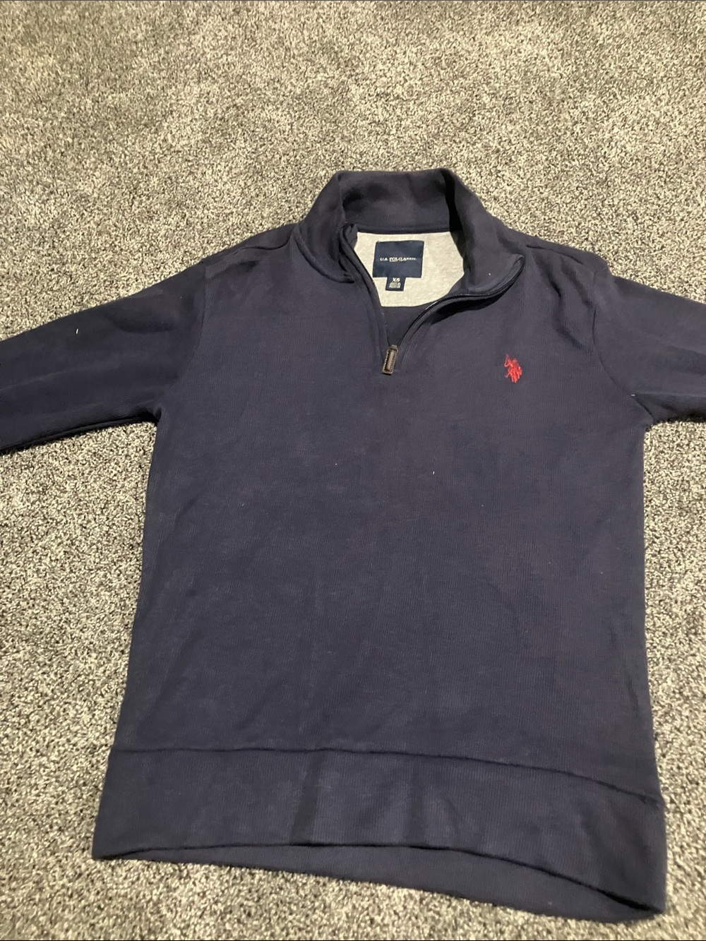 Polo by Ralph Lauren Navy Quarter-Zip Sweatshirt with Red Pony